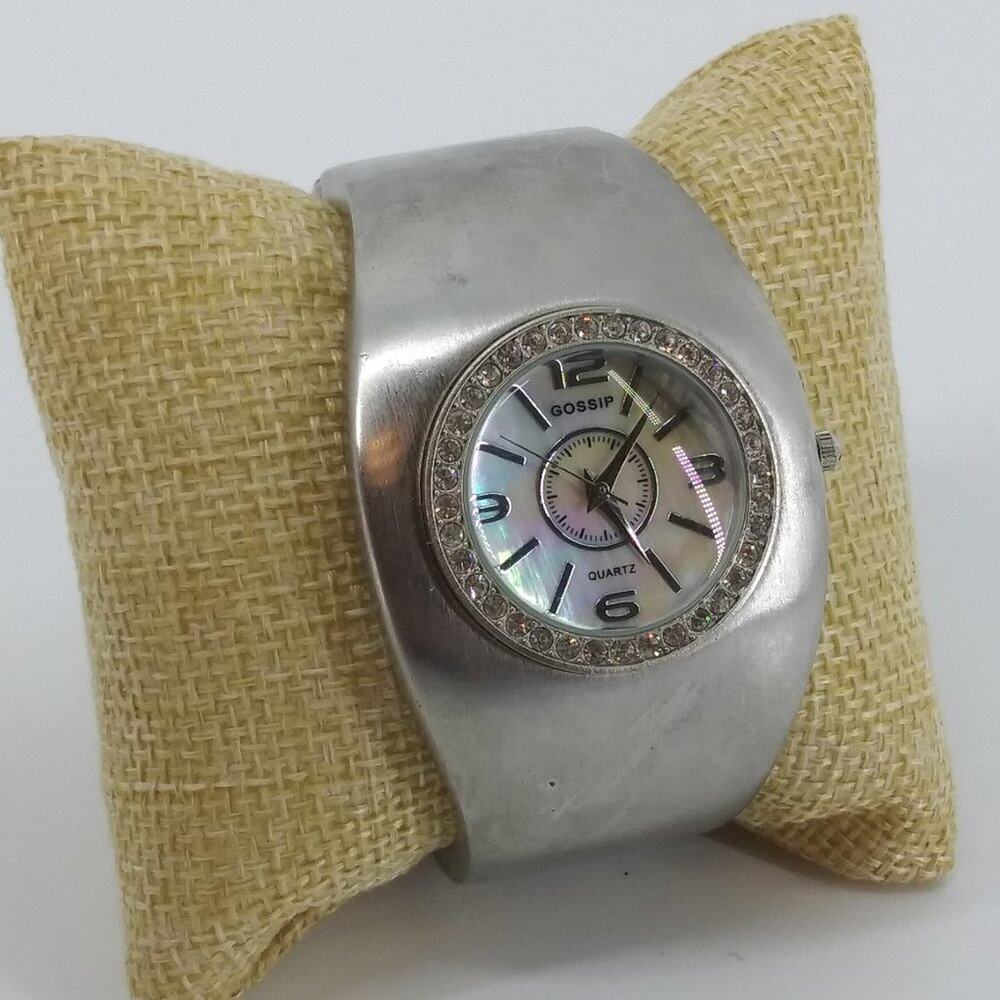 Gossip Silver Womens Watch Tone Quartz Wristwatch Cuff Band
